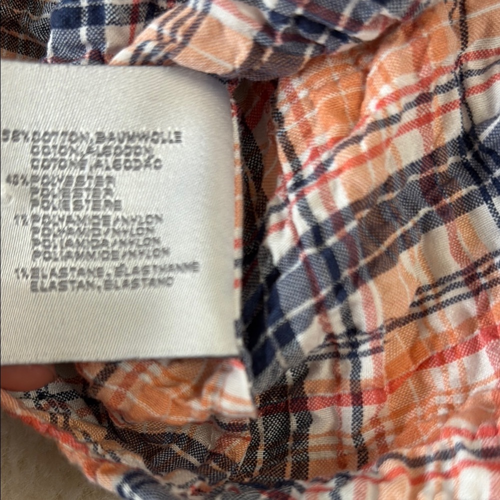Gant Cotton Orange and Blue Button Down Waffle Shirt Size 8 - Picture 4 of 4